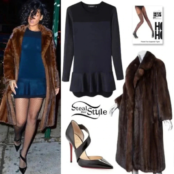 ISABEL MARANT WOOL-navy stretch fitted dress with grey sleeves. Peplum bottom - Picture 4 of 6